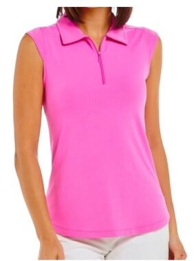 IBKUL Sleeveless Polo Top Size XXL 1/4 Zip Golf Tennis Pickleball Stretch Pink